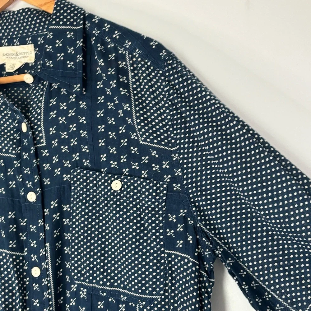 Denim & Supply Ralph Lauren Women Patchwork Button Shirt Size XL Country *L66 - Picture 3 of 13